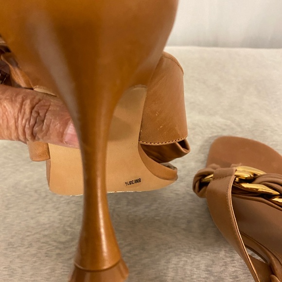 Vince Camuto Leather Heel Sandals with Gold Accents - Size 8 - Picture 3 of 11